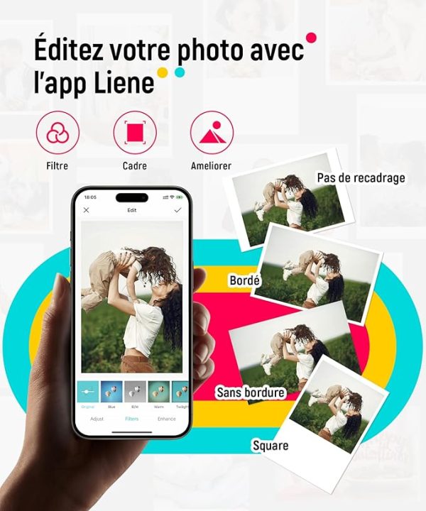 Imprimante Photo Portable Liene sans Encre pour iOS & Android 2x3
