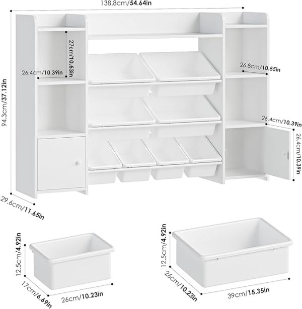 Meuble de Rangement pour Jouets d'Enfant avec Bibliothèque FOREHILL