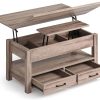 Table Basse Relevable en Bois avec Tiroir + Rangement Caché Rolanstar