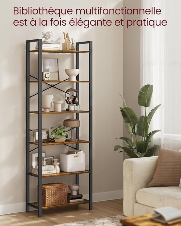 Étagère de Rangement + Bibliothèque 6 niveaux style industriel VASAGLE