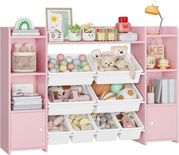 Meuble de Rangement pour Jouets d'Enfant avec Bibliothèque FOREHILL