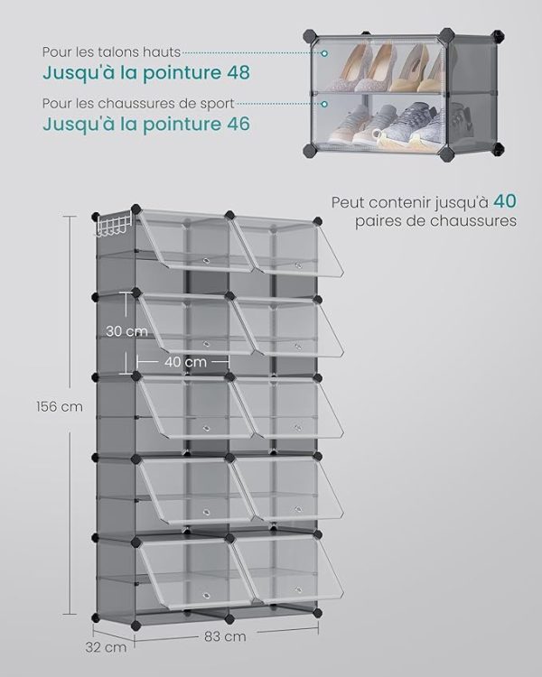 Étagère à chaussures modulable SONGMICS avec 10 compartiments