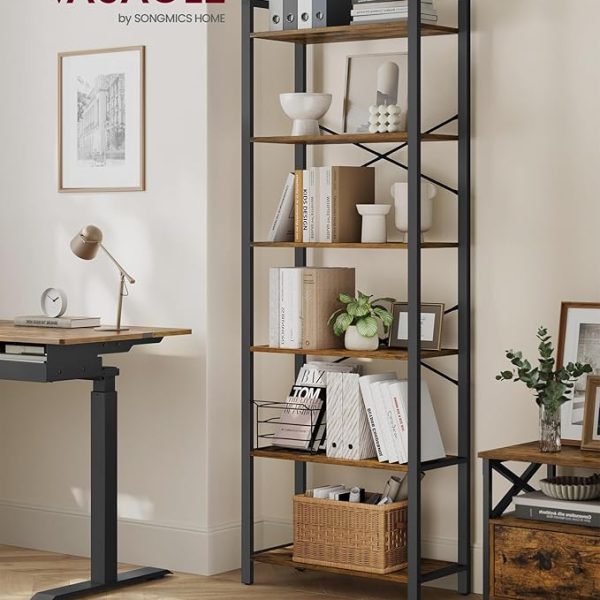 Étagère de Rangement + Bibliothèque 6 niveaux style industriel VASAGLE
