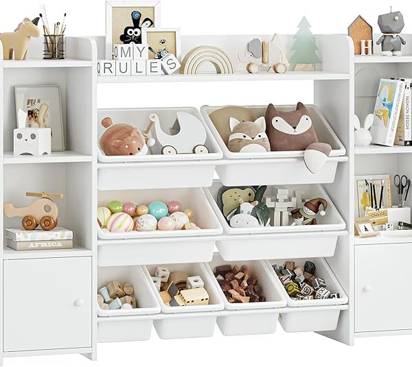 Meuble de Rangement pour Jouets d'Enfant avec Bibliothèque FOREHILL