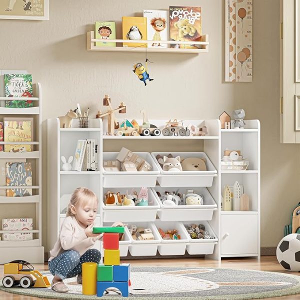 Meuble de Rangement pour Jouets d'Enfant avec Bibliothèque FOREHILL
