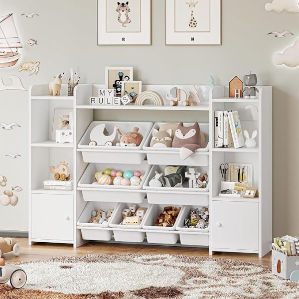 Meuble de Rangement pour Jouets d'Enfant avec Bibliothèque FOREHILL