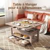 Table Basse Relevable en Bois avec Tiroir + Rangement Caché Rolanstar