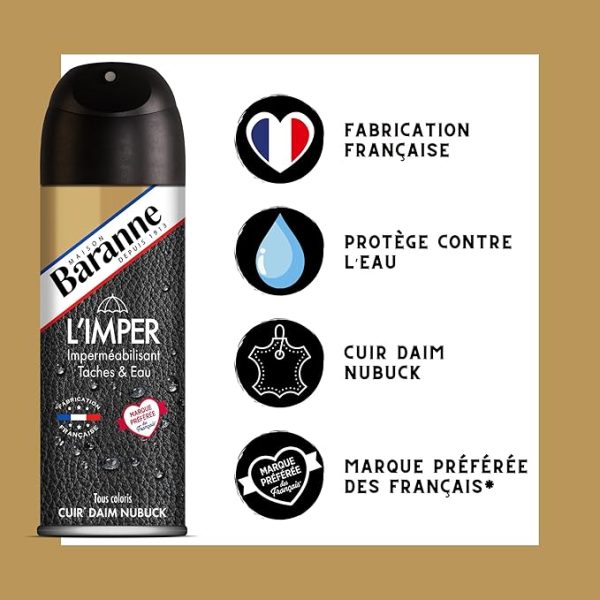 Spray Imperméabilisant pour Chaussures, Sacs et Vêtements Baranne 200ml