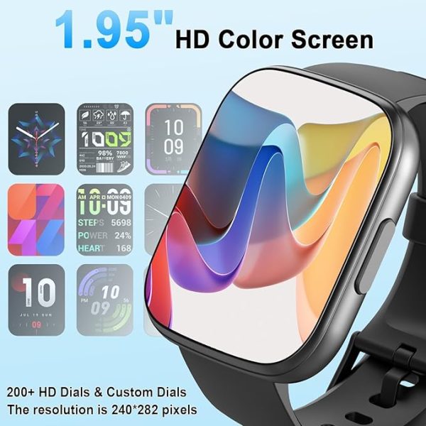 Montre Connectée Sport Poounur T80 avec appel Bluetooth et écran 1,95 pouces