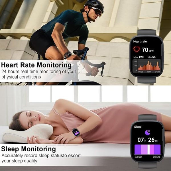 Montre Connectée Sport Poounur T80 avec appel Bluetooth et écran 1,95 pouces