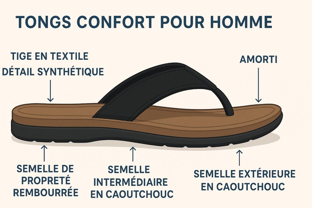 Les critères importants pour acheter des tongs confortables pour homme Schéma et critères d'achat de tongs confortables pour homme