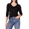 Chandail léger à col en V noir pour femme