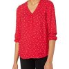 Chemisier Boutonné Femme Manches 3/4 Rouge Chemisier Boutonné Femme Manches 3/4 Rouge