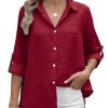Chemisier Chic Rouge Manches 3/4 Femme Chemisier Chic Rouge Manches 3/4 Femme