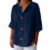 Chemisier en lin elegant grande taille bleu Chemisier en lin elegant grande taille bleu