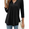 Chemisier Femmes Manches 3/4 Col V Élégant Chemisier Femmes Manches 3/4 Col V Élégant