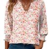 Chemisier Fleurs Manches 3/4 Col en V Chemisier Fleurs Manches 3/4 Col en V