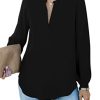 Chemisier élégant femme col en V noir Chemisier élégant femme col en V noir