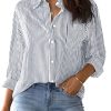 Chemisier Élégant Rayé en Coton pour Femme Chemisier Élégant Rayé en Coton pour Femme