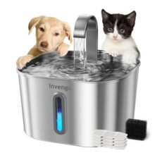 Fontaine à Eau Chat Acier Inoxydable 2,2L