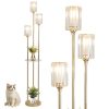 Lampadaire doré moderne avec étagère intégrée Lampadaire doré moderne avec étagère intégrée