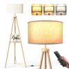 Lampadaire Trépied LED avec Étagères en Bois Lampadaire Trépied LED avec Étagères en Bois