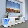 Meuble TV Bas Blanc Brillant avec LED