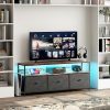 Meuble TV LED avec 3 tiroirs en tissu Meuble TV LED avec 3 tiroirs en tissu