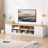 Meuble TV Scandinave 140 cm Blanc et Bois Meuble TV Scandinave 140 cm Blanc et Bois