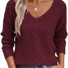 Pull Bordeaux Femme Chic Col V Oversize Pull Bordeaux Femme Chic Col V Oversize