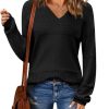Pull col V Femme en tricot doux noir Pull col V Femme en tricot doux noir