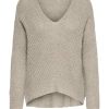 Pull en V JDY Femme Beige et Noir Pull en V JDY Femme Beige et Noir