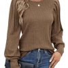 Pull Femme Bouffant Col Rond Élégant Pull Femme Bouffant Col Rond Élégant
