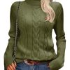 Pull Femme Hiver Chic Col Roulé Vert Armée Pull Femme Hiver Chic Col Roulé Vert Armée