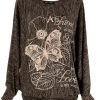 Pull Sweatshirt Papillons Femme Marron Pull Sweatshirt Papillons Femme Marron