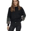 Sweat à Fleurs Manches Longues Noir Sweat à Fleurs Manches Longues Noir