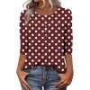 T-shirt femme bordeaux manches 3/4 XL