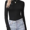 T-Shirt Femme Manches Longues Col Roulé Noir T-Shirt Femme Manches Longues Col Roulé Noir