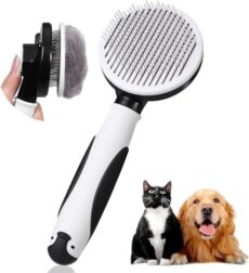 Vinabo Brosse Autonettoyante Chien/Chat – Brosse Chat 1‑clic Brosse Autonettoyante pour Chiens et Chats