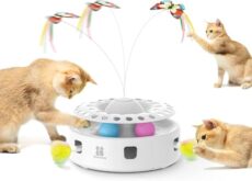 Potaroma Potaroma-3in1-Bai Jouet chat 3-en-1 plume+papillon Jouet Interactif 3-en-1 pour Chats