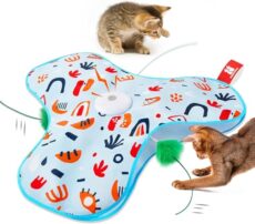 Potaroma P43-Lan Jouet Chat Interactif à Plumes, Sons de Souris Jouet Interactif pour Chats avec Plumes
