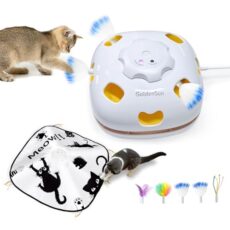 GoldenSun T65UK0802 Jouet chat interactif 4 fonctions + mode nuit Jouet Interactif Rechargeable pour Chat