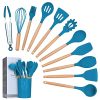 Kit d'Ustensiles de Cuisine en Silicone et Bois
