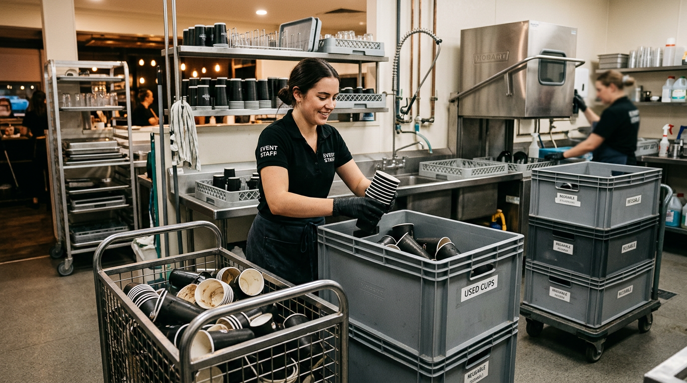 La logistique concrète de la consigne et du lavage des gobelets réutilisables