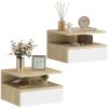HOMCOM Lot de 2 Tables de Chevet Murales HOMCOM Lot de 2 Tables de Chevet Murales