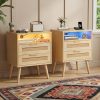 Table de Chevet Lot de 2 avec Éclairage Table de Chevet Lot de 2 avec Éclairage