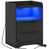 Table de Chevet Noir avec Lumières LED Table de Chevet Noir avec Lumières LED
